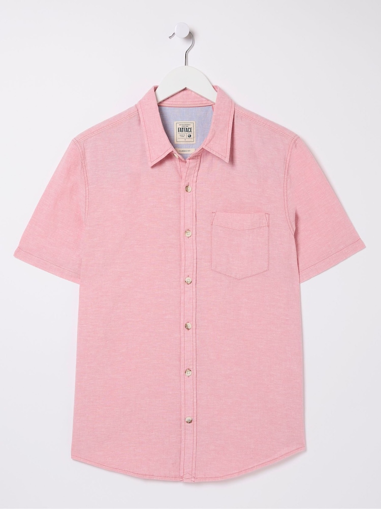 FatFace Bugle Pink Linen Cotton Shirt - Image 4 of 4