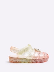 River Island Natural Girls Rainbow Flower Jelly Sandals - Image 1 of 3