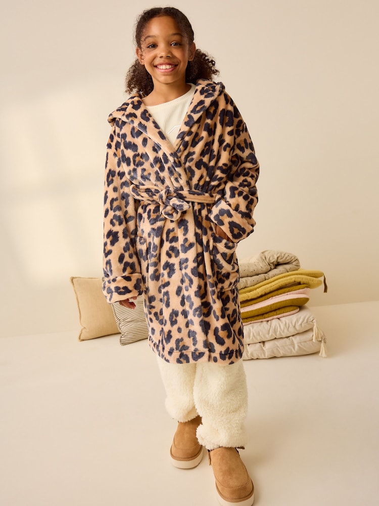 Brown Neutral Animal Soft Touch Fleece Dressing Gown (9mths-16yrs) - Image 1 of 8