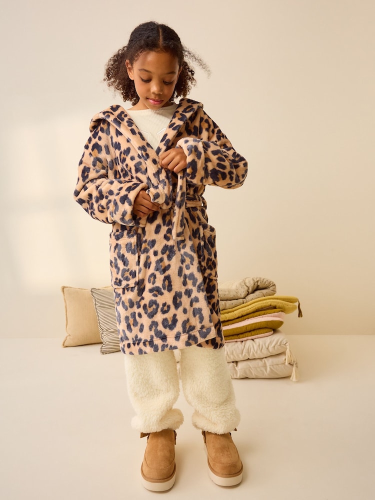 Brown Neutral Animal Soft Touch Fleece Dressing Gown (9mths-16yrs) - Image 2 of 8