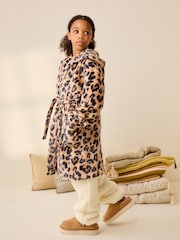 Brown Neutral Animal Soft Touch Fleece Dressing Gown (9mths-16yrs) - Image 4 of 8