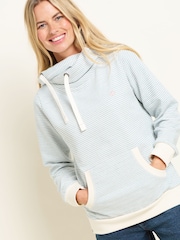 Brakeburn Blue Textured Stripe Elise 100% Cotton Hoodie - Image 4 of 6