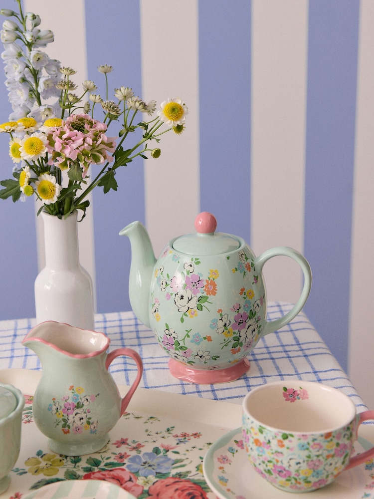 Cath Kidston Green Feels Like Home 900Ml Teapot 900Ml - Image 1 of 3