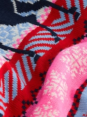 Marineblau/Pink - Weihnachtlicher Pullover für Damen mit Rentiermotiv und Norwegermuster (Familienkollektion) - Bild 7 von 7