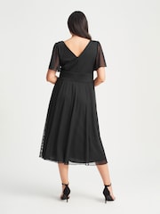 Scarlett & Jo Black Victoria Angel Sleeve Mesh Midi long Dress - Image 2 of 5