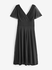 Scarlett & Jo Black Victoria Angel Sleeve Mesh Midi long Dress - Image 5 of 5