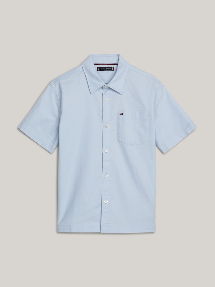 Tommy Hilfiger Blue Solid Oxford Shirt - Image 5 of 5