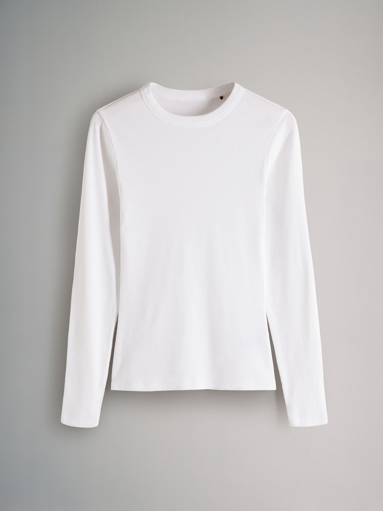 The Set Black/White/Taupe Brown 3 Pack Ribbed Long Sleeve T-Shirts - Image 14 of 15