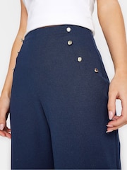 PixieGirl Petite Blue Button Detail Wide Leg Trousers - Image 4 of 4