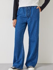 Hush Blue Slouchy Tie Waist Jeans - Image 1 of 5