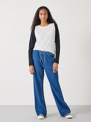 Hush Blue Slouchy Tie Waist Jeans - Image 3 of 5