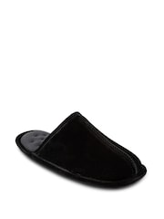 Totes Black Mens Isotoner Real Suede Mules Slippers - Image 3 of 5