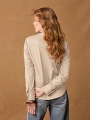 Ecru Cream Long Sleeve Faux Suede Shirt - Image 4 of 5