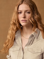 Ecru Cream Long Sleeve Faux Suede Shirt - Image 5 of 5