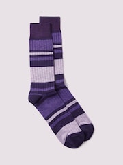 Duchamp Purple Mens Melange Stripe Socks - Image 1 of 3