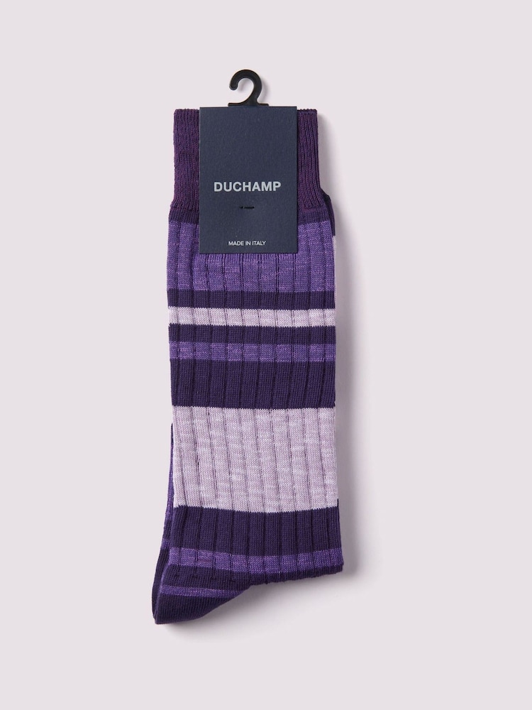 Duchamp Purple Mens Melange Stripe Socks - Image 2 of 3