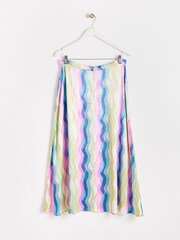 Oliver Bonas Yellow Tidal Wave Print Midi Skirt - Image 2 of 5