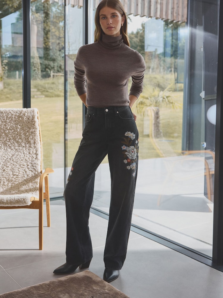 بني محايد - من Mole - 100% Merino Wool Premium High Roll Neck Knitted Jumper - صورة 2 من 7