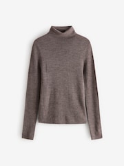 بني محايد - من Mole - 100% Merino Wool Premium High Roll Neck Knitted Jumper - صورة 5 من 7
