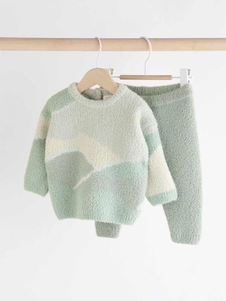 Sage Green Baby Knitted Jumper and Leggings Set (0mths-2yrs) - Image 1 of 13