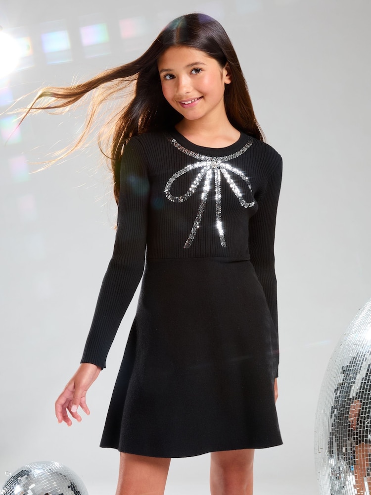 Lipsy Knitted Fundă Embellished Rochie (5-16ani) - Image 1 of 4