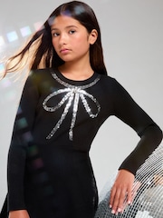 Lipsy Knitted Fundă Embellished Rochie (5-16ani) - Image 2 of 4
