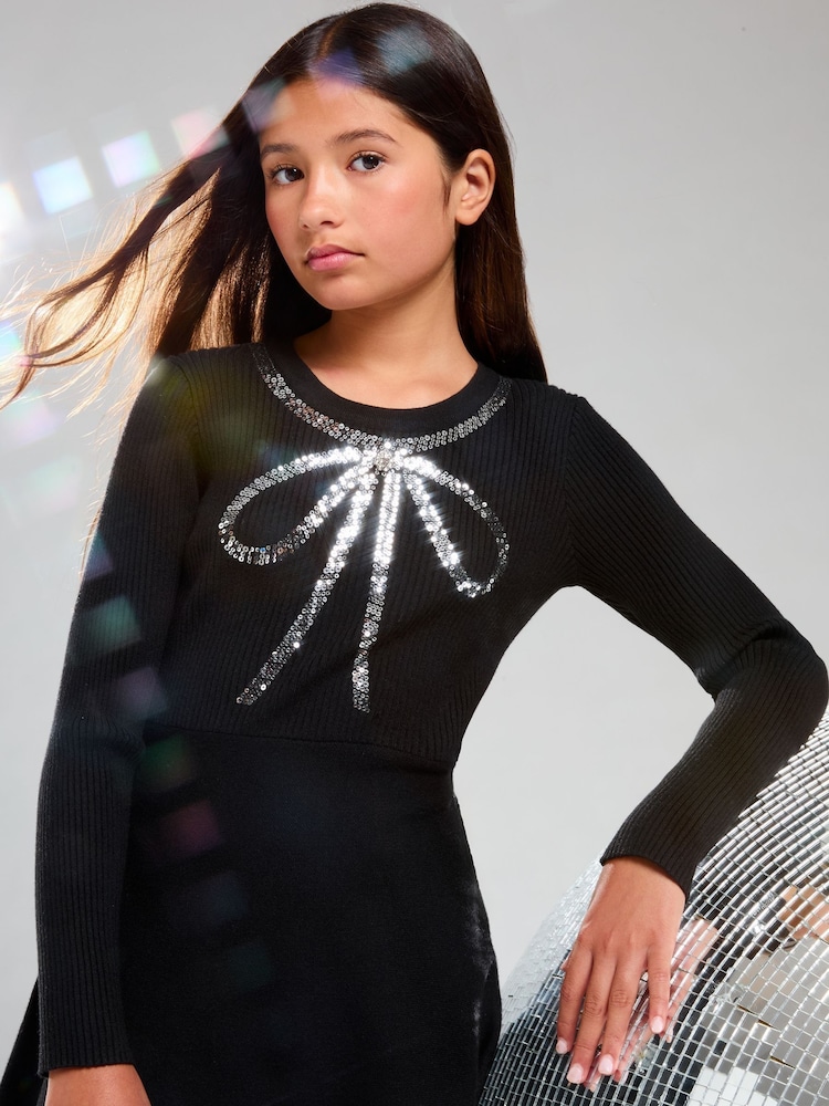 Lipsy Knitted Fundă Embellished Rochie (5-16ani) - Image 2 of 4