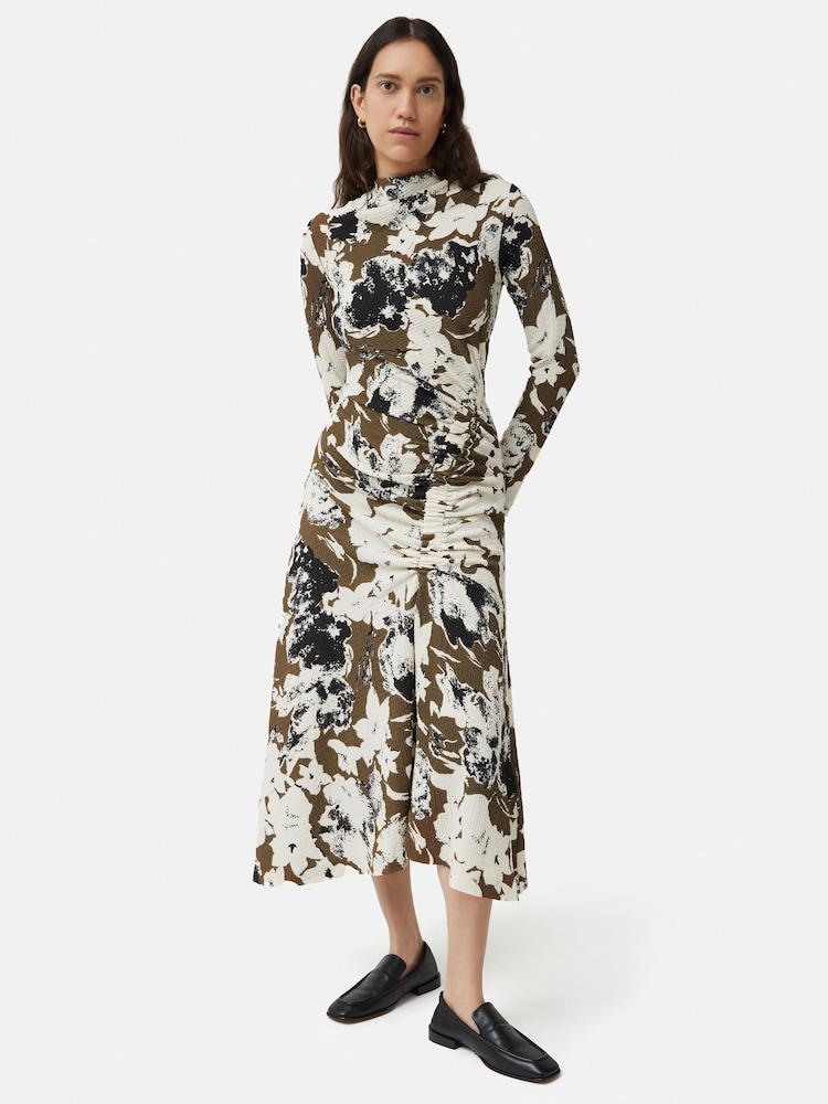 Jigsaw Natural Floral Echo Ruched Dress - Image 1 of 6