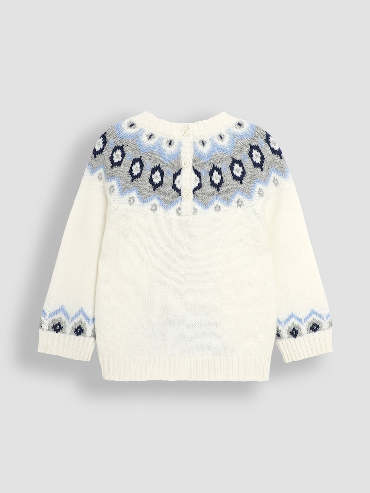 JoJo Maman Bébé Ecru Penguin Christmas Penguin Fair Isle Pattern Jumper - Image 2 of 3