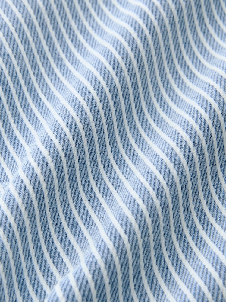 Blue Stripe 100% Cotton Cargo Wide Leg Jeans - Image 1 of 2