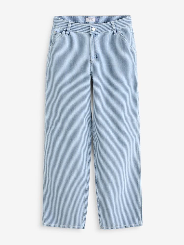 Blue Stripe 100% Cotton Cargo Wide Leg Jeans - Image 2 of 2