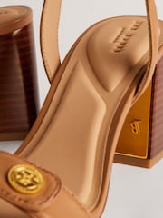Ted Baker Brown Milliiy Mid Block Heel Sandals With Signature Coin - Image 5 of 5
