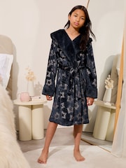 Lipsy Blue Soft Touch Fleece Dressing Gown (3-16yrs) - Image 2 of 4