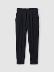 Reiss Navy Bridge Tapered Trousers with Turn-Ups - Image 2 of 5