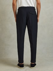 Reiss Navy Bridge Tapered Trousers with Turn-Ups - Image 4 of 5