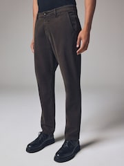 Dark Brown Slim Fit Premium Soft Touch Chino Trousers - Image 1 of 11