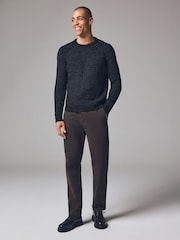 Dark Brown Slim Fit Premium Soft Touch Chino Trousers - Image 2 of 11
