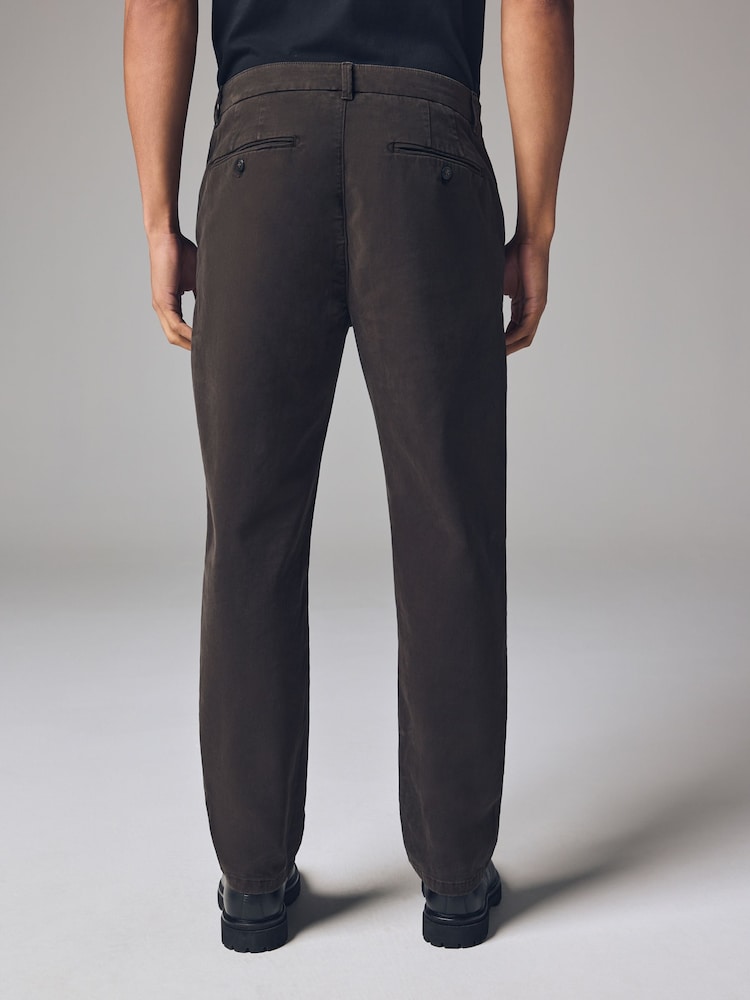 Dark Brown Slim Fit Premium Soft Touch Chino Trousers - Image 4 of 11