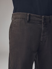 Dark Brown Slim Fit Premium Soft Touch Chino Trousers - Image 5 of 11