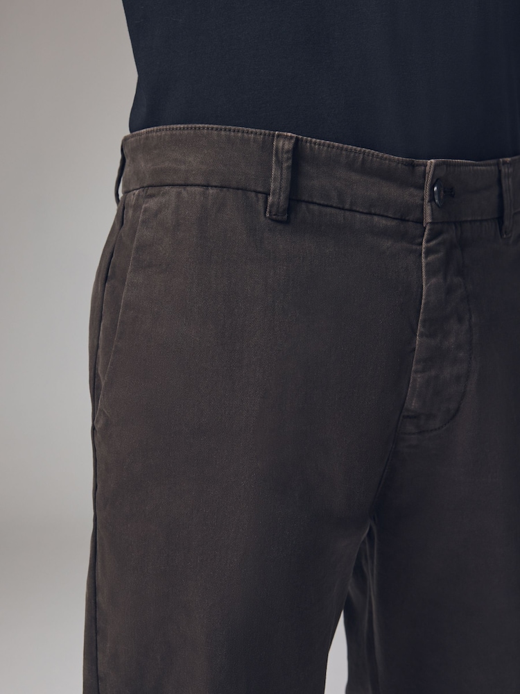 Dark Brown Slim Fit Premium Soft Touch Chino Trousers - Image 5 of 11