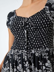 Roman Black Abstract Tie Detail Tiered Maxi Dress - Image 5 of 5