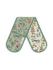 Cath Kidston Green Summer Birds Double Oven 100% Cotton Gloves - Image 1 of 2