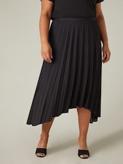 Live Unlimited Black Curve Pleated Hanky Hem Midi Skirt - Image 4 of 5