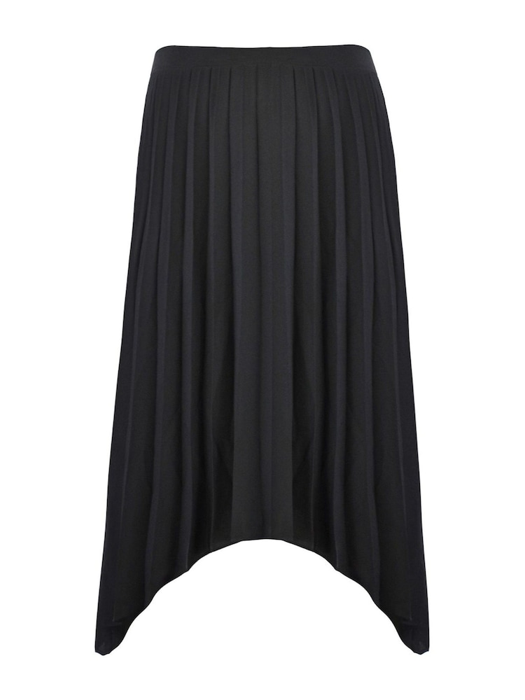 Live Unlimited Black Curve Pleated Hanky Hem Midi Skirt - Image 5 of 5