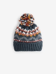 Navy Blue Fairisle Pattern Pom Hat (3mths-16yrs) - Image 1 of 3