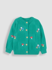 JoJo Maman Bébé Green Embroidered Cosy Cable Cardigan - Image 1 of 3