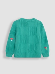 JoJo Maman Bébé Green Embroidered Cosy Cable Cardigan - Image 2 of 3