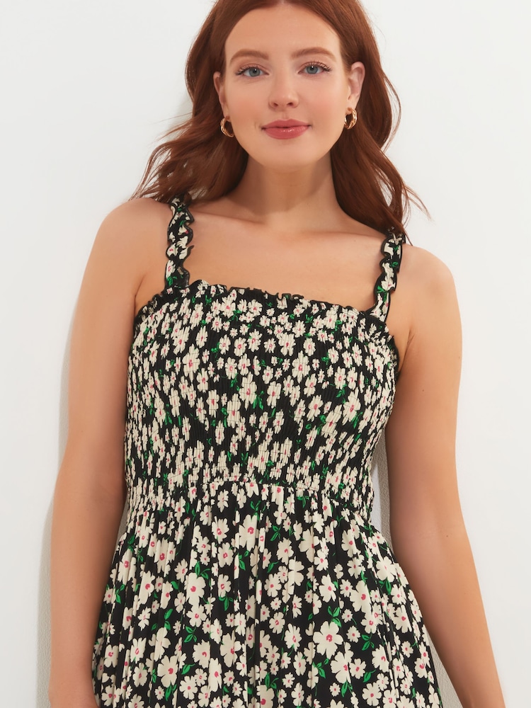 Joe Browns Cream Daisy Floral Print Shirred Waist Jersey Maxi Dress - Image 2 of 4