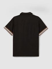 Reiss Black Valbonne Reiss | Ché Cuff Detail Cuban Collar Shirt - Image 3 of 5