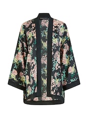Mela Black Floral Satin Kimono - Image 4 of 4